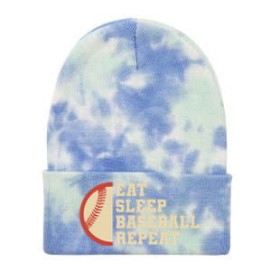 Eat Sleep Baseball Repeat Baseball Player Cute Gift Tie Dye 12in Knit Beanie