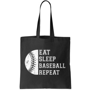 Eat Sleep Baseball Repeat Baseball Player Funny Baseball Tote Bag