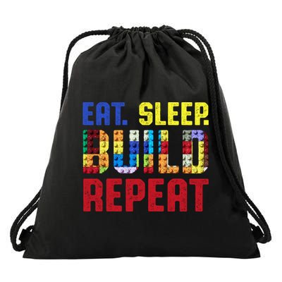 Eat Sleep Build Repeat Building Funny Builders Cool Gift Drawstring Bag