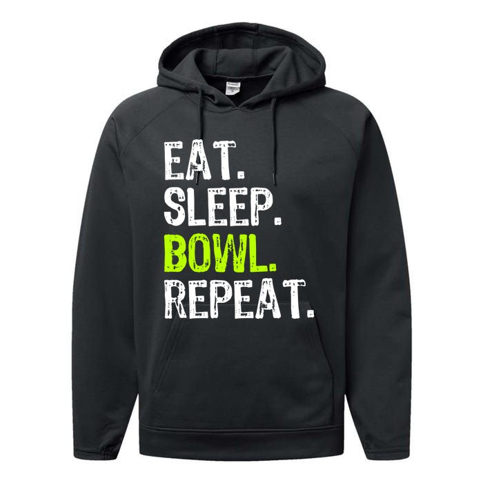 Eat Sleep Bowl Repeat Bowling Bowler Funny Gift Performance Fleece Hoodie