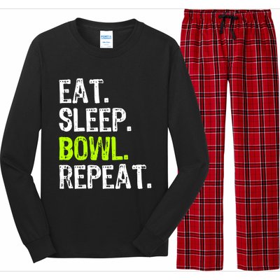 Eat Sleep Bowl Repeat Bowling Bowler Funny Gift Long Sleeve Pajama Set