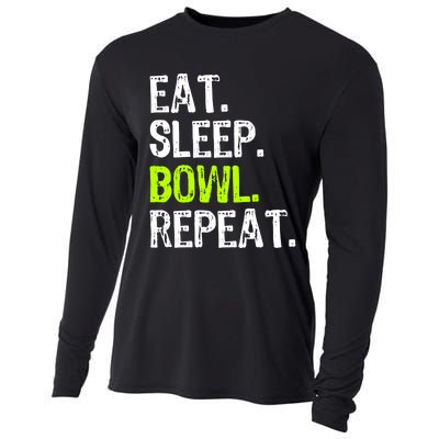 Eat Sleep Bowl Repeat Bowling Bowler Funny Gift Cooling Performance Long Sleeve Crew