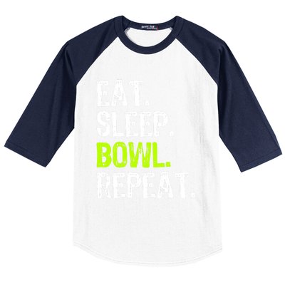 Eat Sleep Bowl Repeat Bowling Bowler Funny Gift Baseball Sleeve Shirt