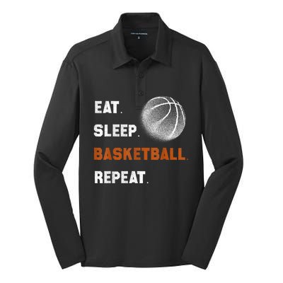 Eat Sleep Basketball Repeat Silk Touch Performance Long Sleeve Polo