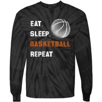 Eat Sleep Basketball Repeat Tie-Dye Long Sleeve Shirt