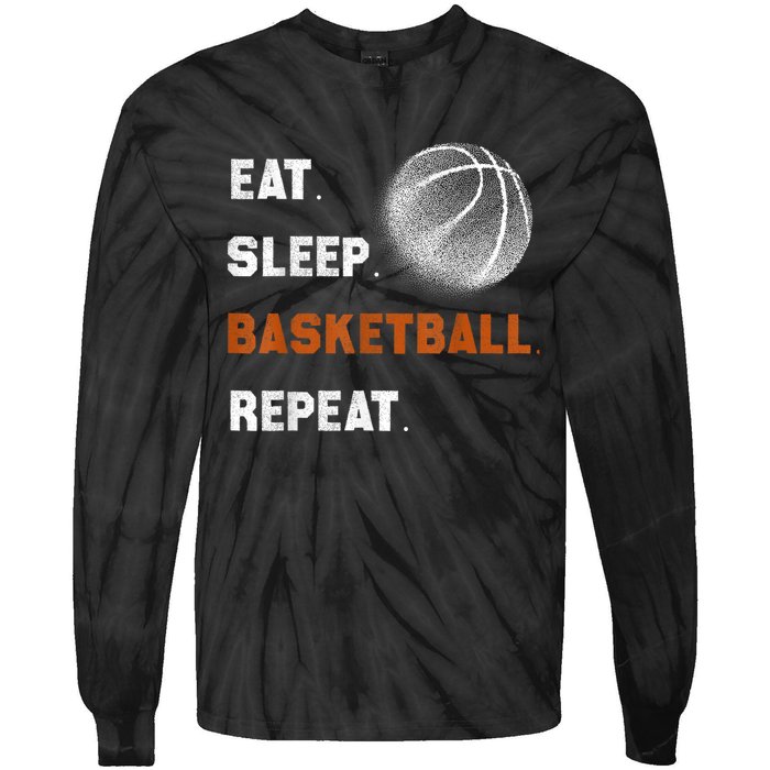 Eat Sleep Basketball Repeat Tie-Dye Long Sleeve Shirt