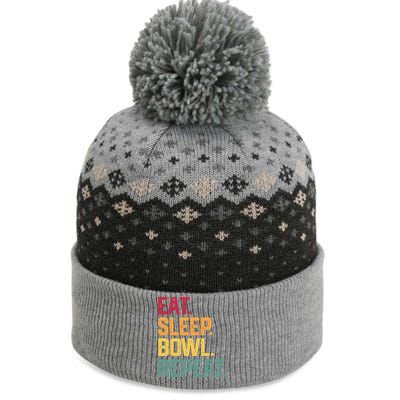 Eat Sleep Bowl Repeat Bowling FatherS Day Gift Papa Dad Gift The Baniff Cuffed Pom Beanie