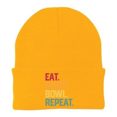 Eat Sleep Bowl Repeat Bowling FatherS Day Gift Papa Dad Gift Knit Cap Winter Beanie