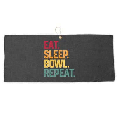 Eat Sleep Bowl Repeat Bowling FatherS Day Gift Papa Dad Gift Large Microfiber Waffle Golf Towel