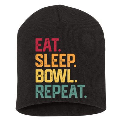 Eat Sleep Bowl Repeat Bowling FatherS Day Gift Papa Dad Gift Short Acrylic Beanie