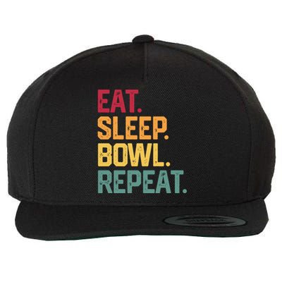 Eat Sleep Bowl Repeat Bowling FatherS Day Gift Papa Dad Gift Wool Snapback Cap