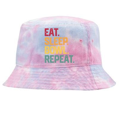 Eat Sleep Bowl Repeat Bowling FatherS Day Gift Papa Dad Gift Tie-Dyed Bucket Hat