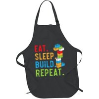Eat Sleep Build Repeat Master Builder Bricks Blocks Full-Length Apron With Pockets