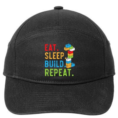 Eat Sleep Build Repeat Master Builder Bricks Blocks 7-Panel Snapback Hat