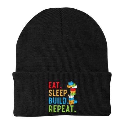 Eat Sleep Build Repeat Master Builder Bricks Blocks Knit Cap Winter Beanie