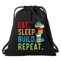 Eat Sleep Build Repeat Master Builder Bricks Blocks Drawstring Bag