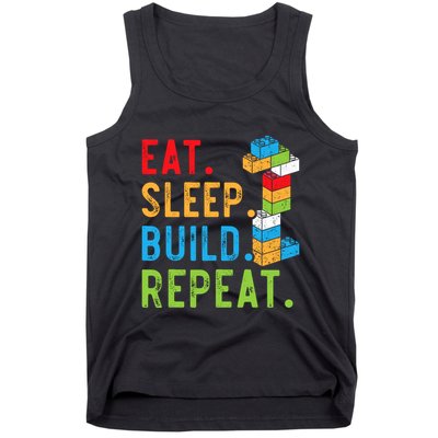 Eat Sleep Build Repeat Master Builder Bricks Blocks Tank Top