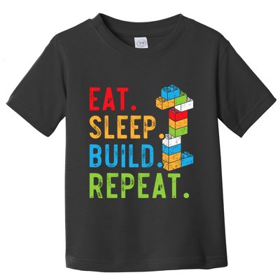 Eat Sleep Build Repeat Master Builder Bricks Blocks Toddler T-Shirt