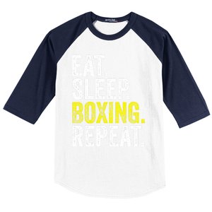 Eat Sleep Boxing Repeat Boxer Fighter Fighting Workout Gift Baseball Sleeve Shirt