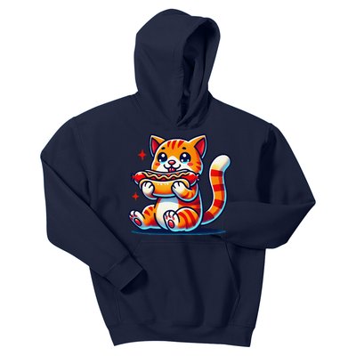 Eating Sausage Bun Kitten Lover Patty Chubby Cute Cat Kids Hoodie