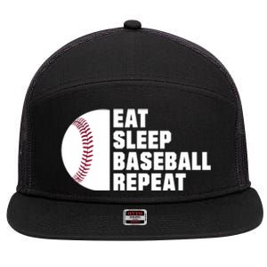 Eat Sleep Baseball Repeat Baseball Player 7 Panel Mesh Trucker Snapback Hat