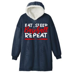 Eat Sleep Baseball Repeat Gift Hooded Wearable Blanket