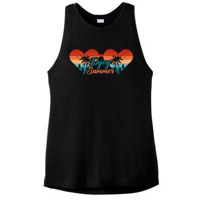 Enjoy Summer Beach Vibes Ladies PosiCharge Tri-Blend Wicking Tank