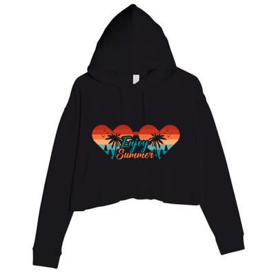 Enjoy Summer Beach Vibes Crop Fleece Hoodie