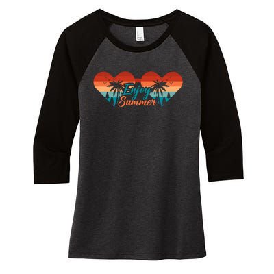 Enjoy Summer Beach Vibes Women's Tri-Blend 3/4-Sleeve Raglan Shirt