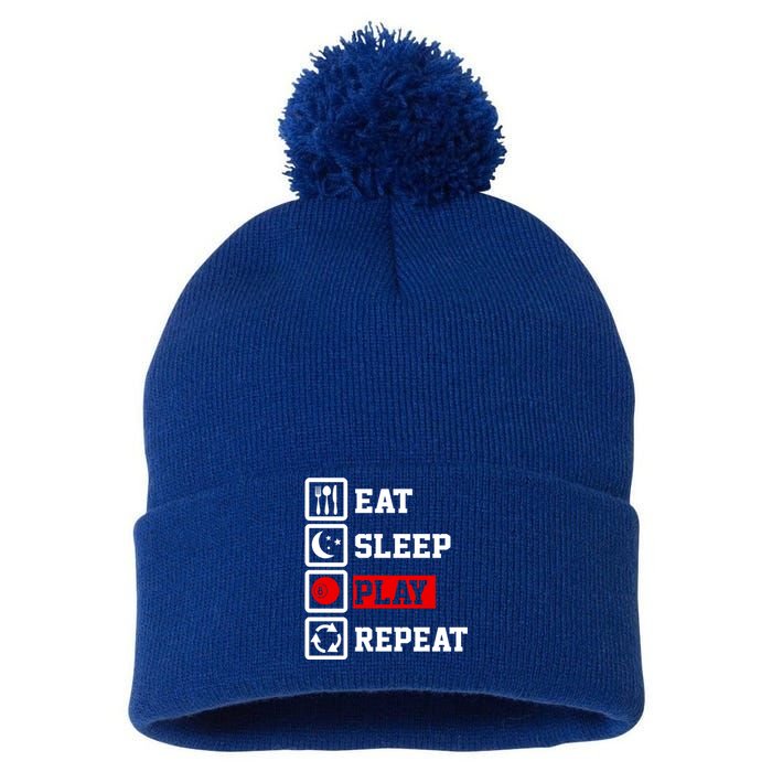 Eat Sleep Billiard Repeat Funny Billiard Gift Pom Pom 12in Knit Beanie