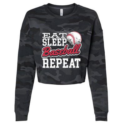 Eat Sleep Baseball Repeat Baseball Player Sports Lover Gift Cropped Pullover Crew