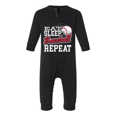 Eat Sleep Baseball Repeat Baseball Player Sports Lover Gift Infant Fleece One Piece