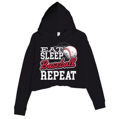 Eat Sleep Baseball Repeat Baseball Player Sports Lover Gift Crop Fleece Hoodie