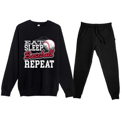 Eat Sleep Baseball Repeat Baseball Player Sports Lover Gift Premium Crewneck Sweatsuit Set