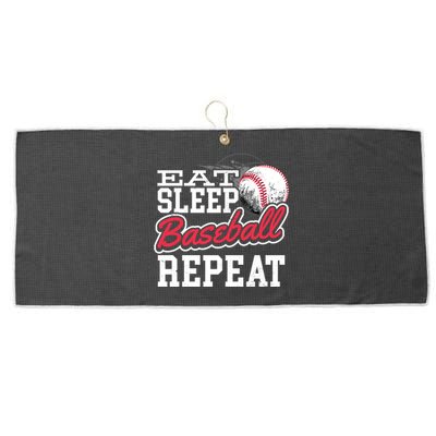 Eat Sleep Baseball Repeat Baseball Player Sports Lover Gift Large Microfiber Waffle Golf Towel