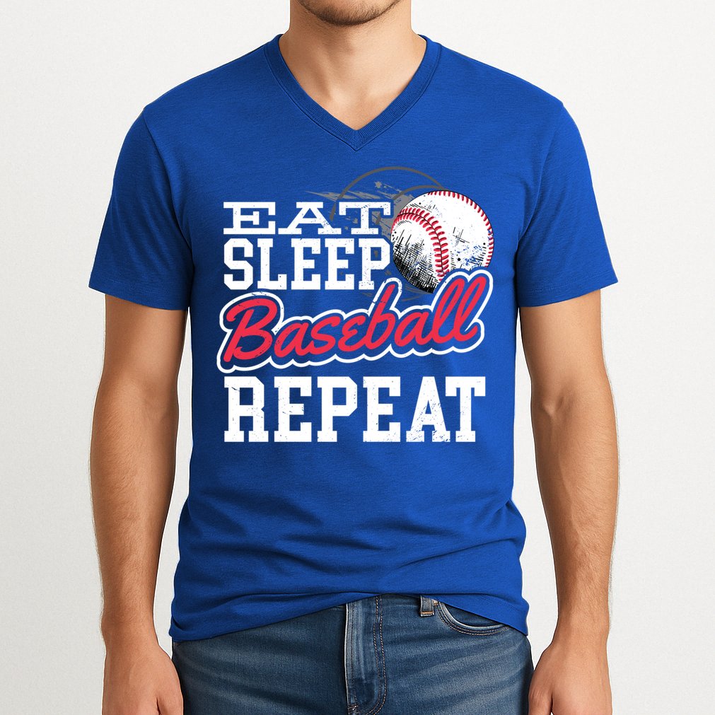 Eat Sleep Baseball Repeat Baseball Player Sports Lover Gift V-Neck T-Shirt