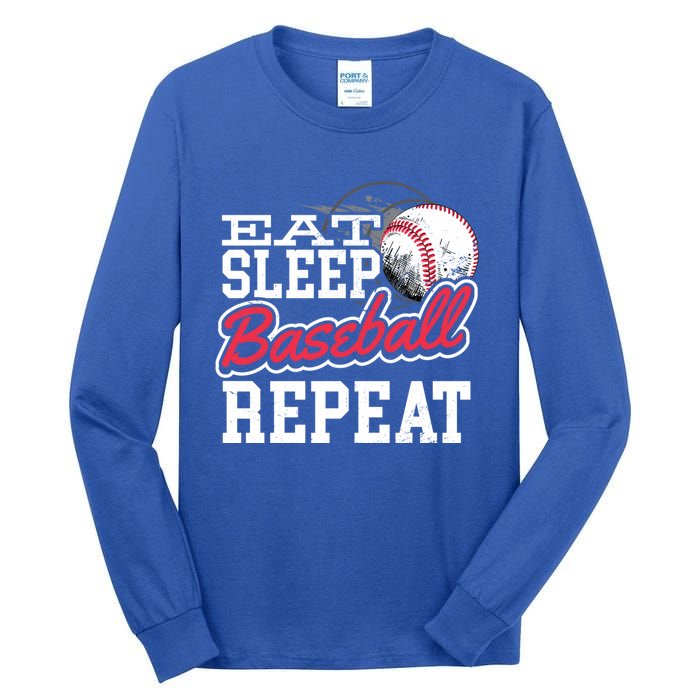 Eat Sleep Baseball Repeat Baseball Player Sports Lover Gift Tall Long Sleeve T-Shirt