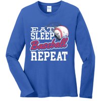 Eat Sleep Baseball Repeat Baseball Player Sports Lover Gift Ladies Long Sleeve Shirt