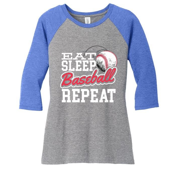 Eat Sleep Baseball Repeat Baseball Player Sports Lover Gift Women's Tri-Blend 3/4-Sleeve Raglan Shirt