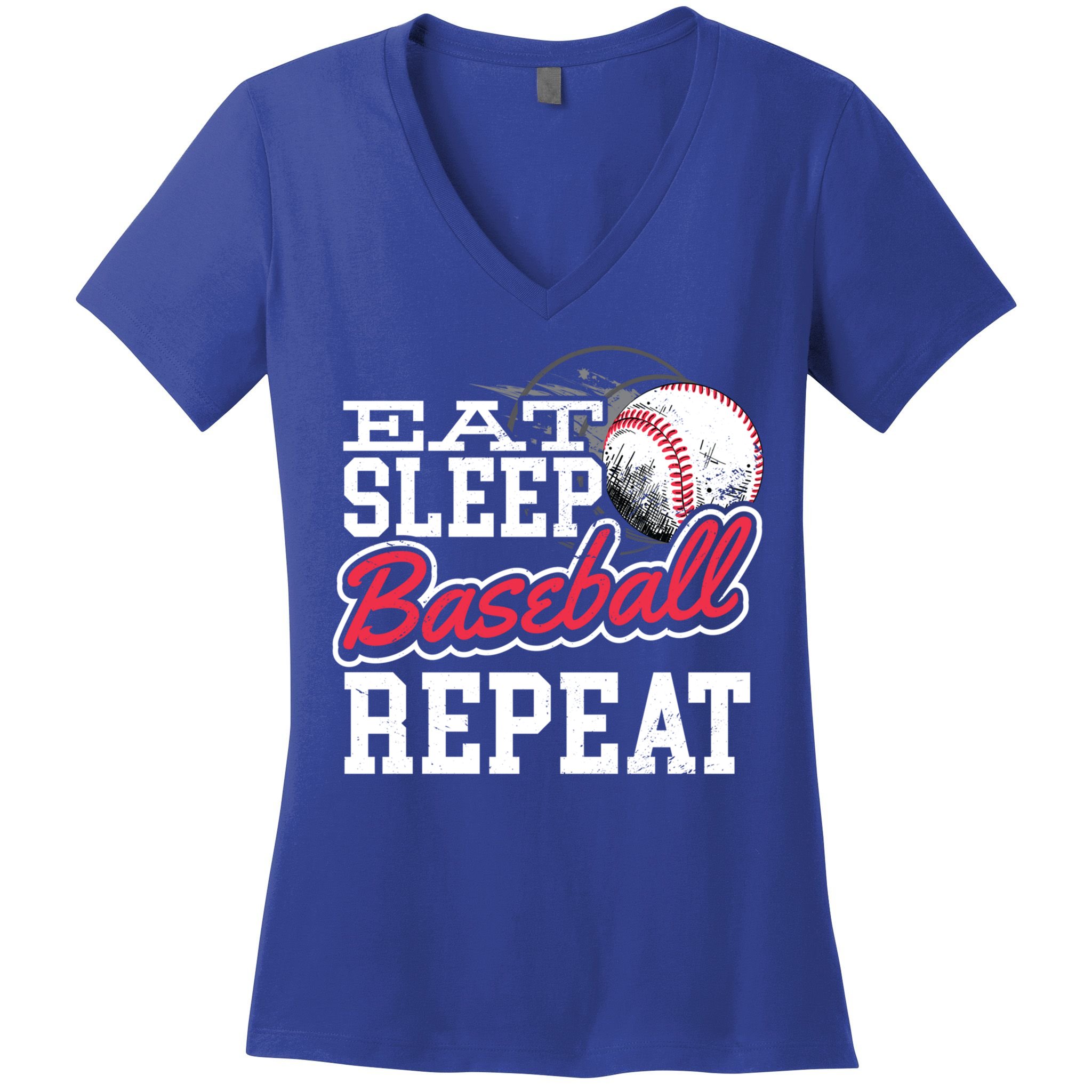 Eat Sleep Baseball Repeat Baseball Player Sports Lover Gift Women's V-Neck T-Shirt