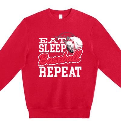 Eat Sleep Baseball Repeat Baseball Player Sports Lover Gift Premium Crewneck Sweatshirt