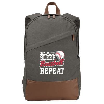 Eat Sleep Baseball Repeat Baseball Player Sports Lover Gift Cotton Canvas Backpack