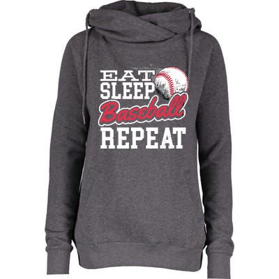 Eat Sleep Baseball Repeat Baseball Player Sports Lover Gift Womens Funnel Neck Pullover Hood