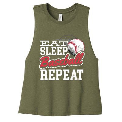 Eat Sleep Baseball Repeat Baseball Player Sports Lover Gift Women's Racerback Cropped Tank