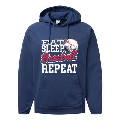 Eat Sleep Baseball Repeat Baseball Player Sports Lover Gift Performance Fleece Hoodie