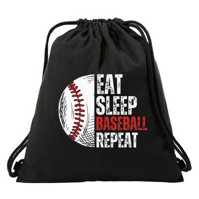 Eat Sleep Baseball Repeat Funny Baseball Players Drawstring Bag