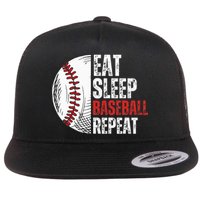 Eat Sleep Baseball Repeat Funny Baseball Players Flat Bill Trucker Hat