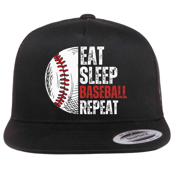 Eat Sleep Baseball Repeat Funny Baseball Players Flat Bill Trucker Hat