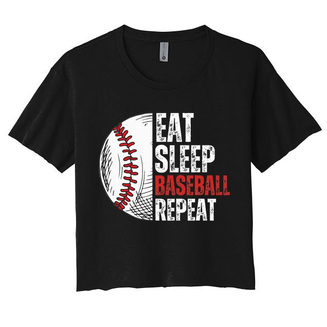 Eat Sleep Baseball Repeat Funny Baseball Players Women's Crop Top Tee