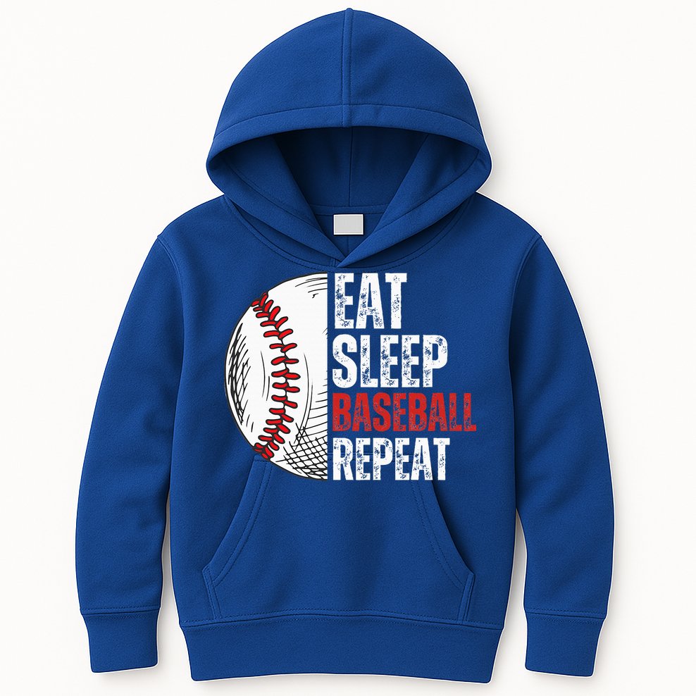 Eat Sleep Baseball Repeat Funny Baseball Players Kids Hoodie